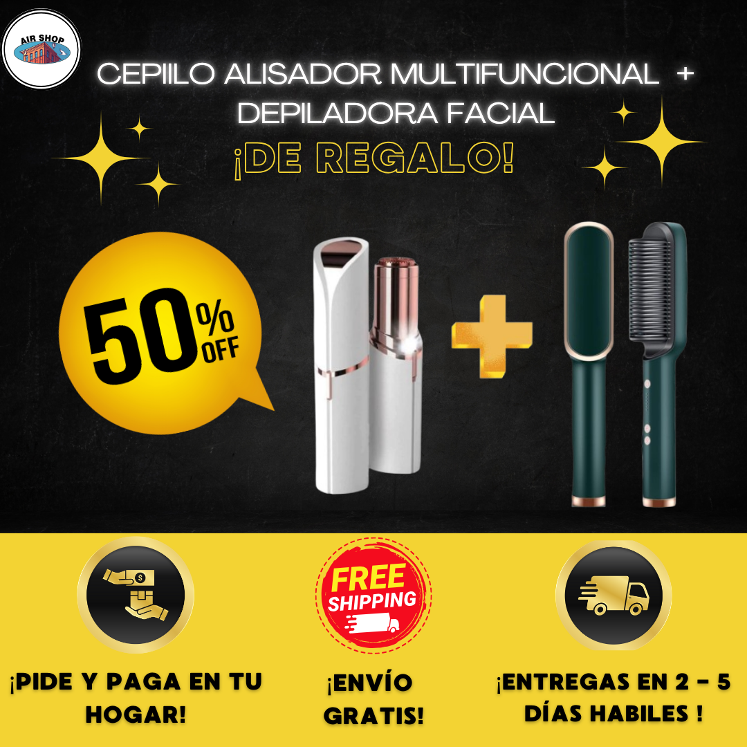 Cepillo Alisador + Depiladora Facial ¡DE REGALO!